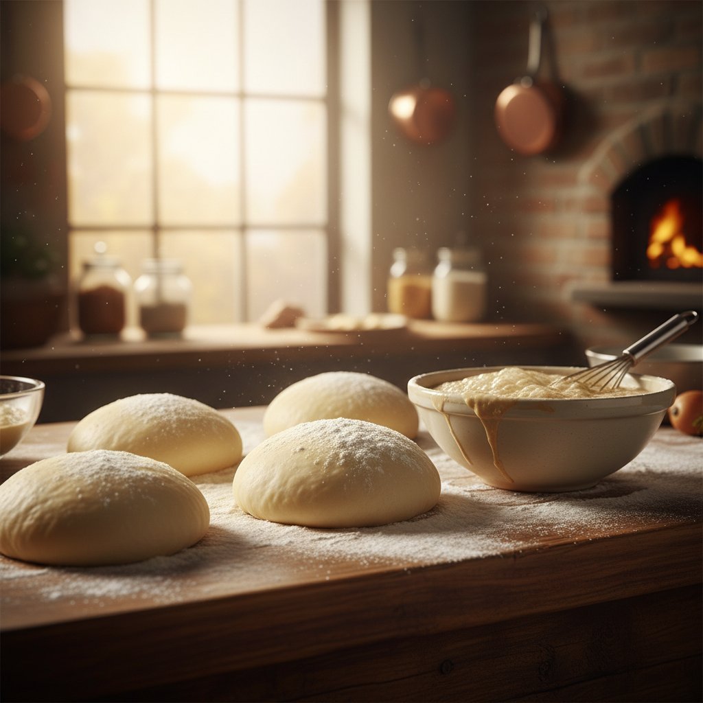 Sourdough pizza crust preparation