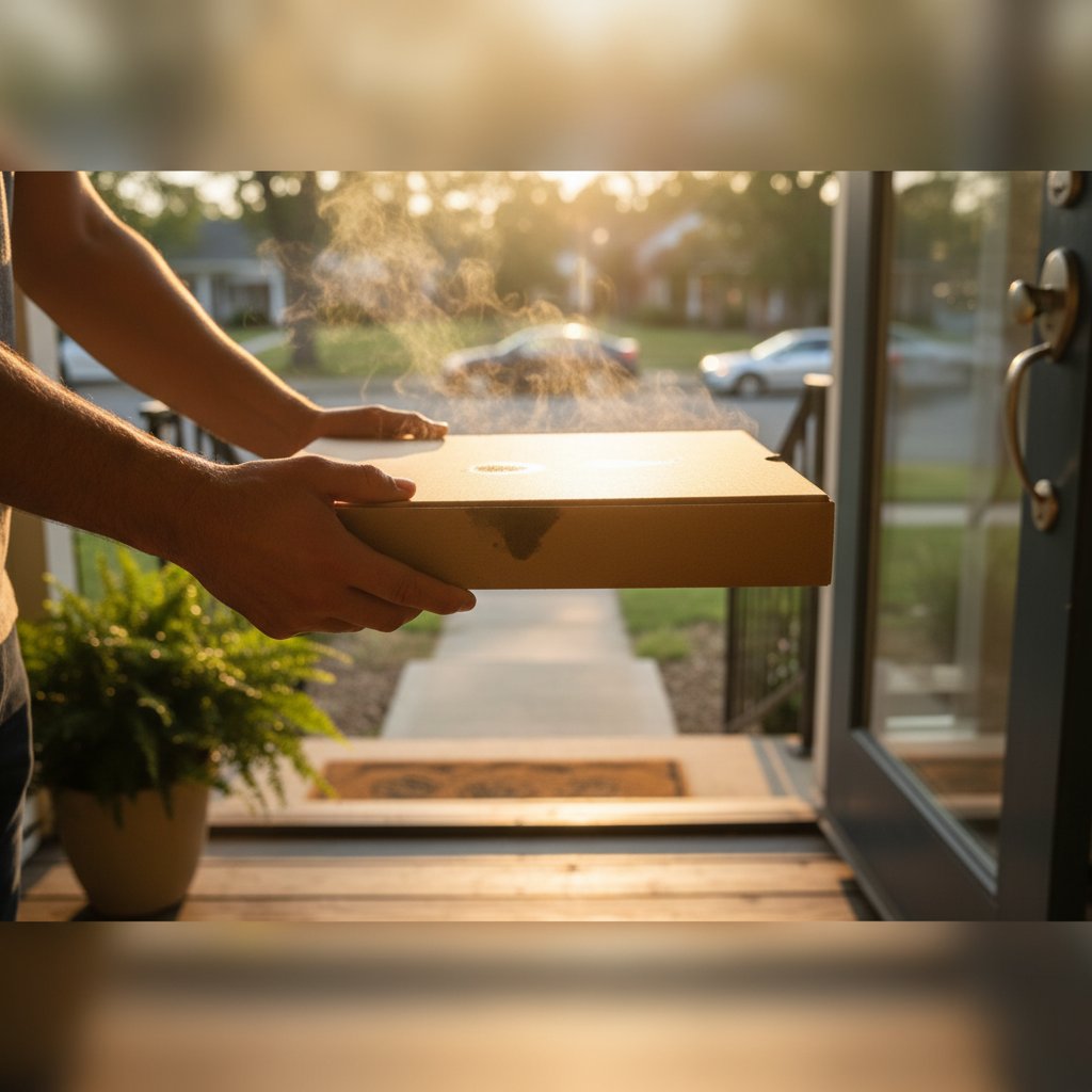 Freshly baked Italian pizza with melted mozzarella and basil leaves on wooden board